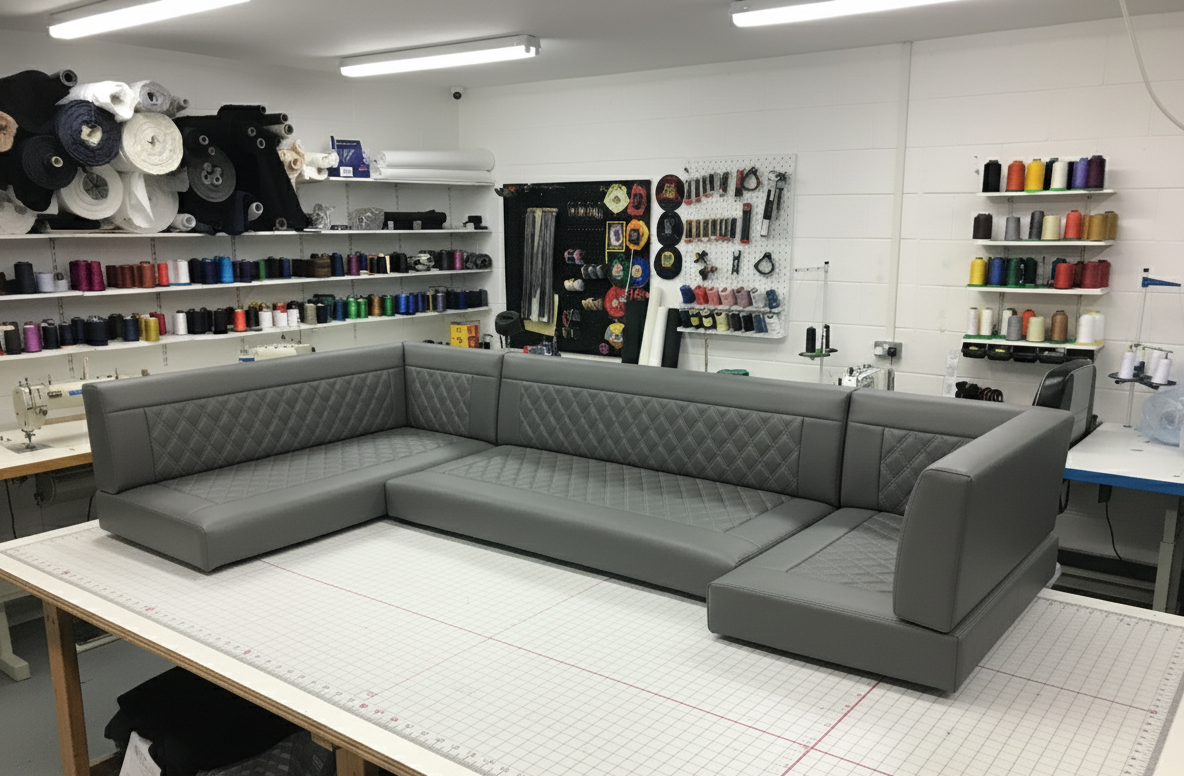 Grey custom cushions Blue Note Upholstery